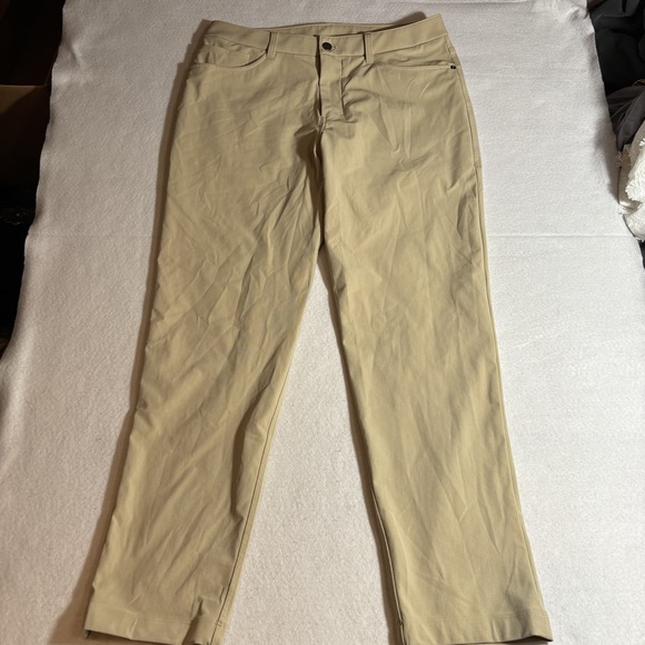 Lululemon Pants Mens 31 Khaki Beige ABC Slim Fit Lightweight Stretch Golf Casual - Picture 1 of 9